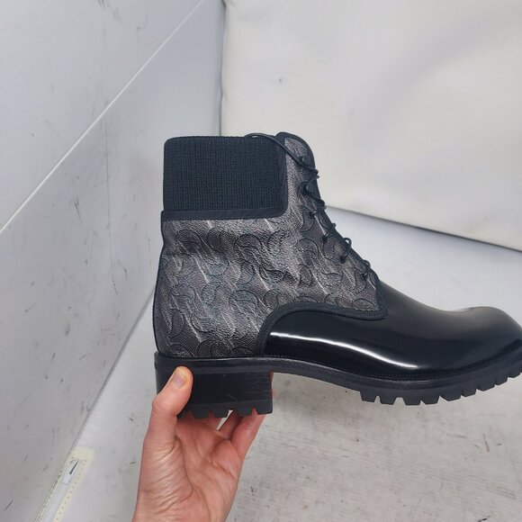 Christian Louboutin Black CL Logo Lace Up Boot - Picture 3 of 10
